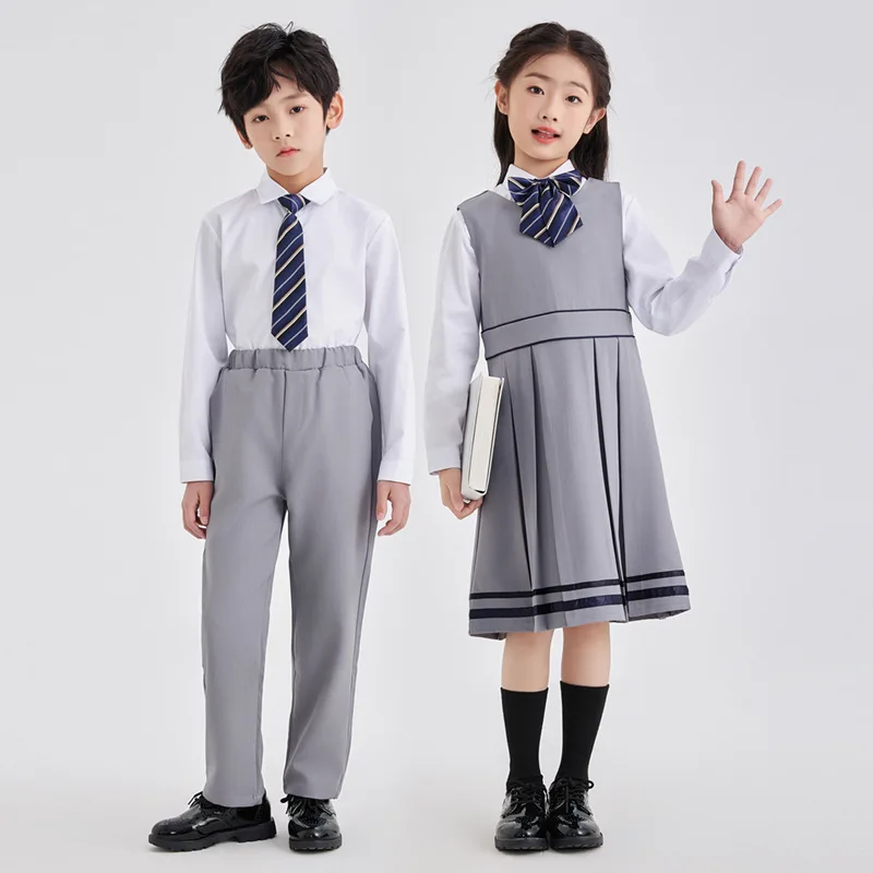 Children School Uniforms Kids Japanese Kindergarten Students Clothes Set Boys Shirt Suit Pants Girls Blouse Pleated Jumper Dress
