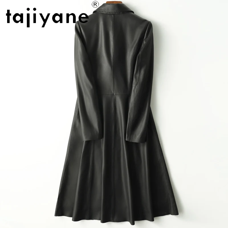 TAJIYANE سترة جلدية حقيقية امرأة جلد الغنم خندق معطف قسط سترات من الجلد الحقيقي 2025 الخريف امرأة الملابس 신상А вду터