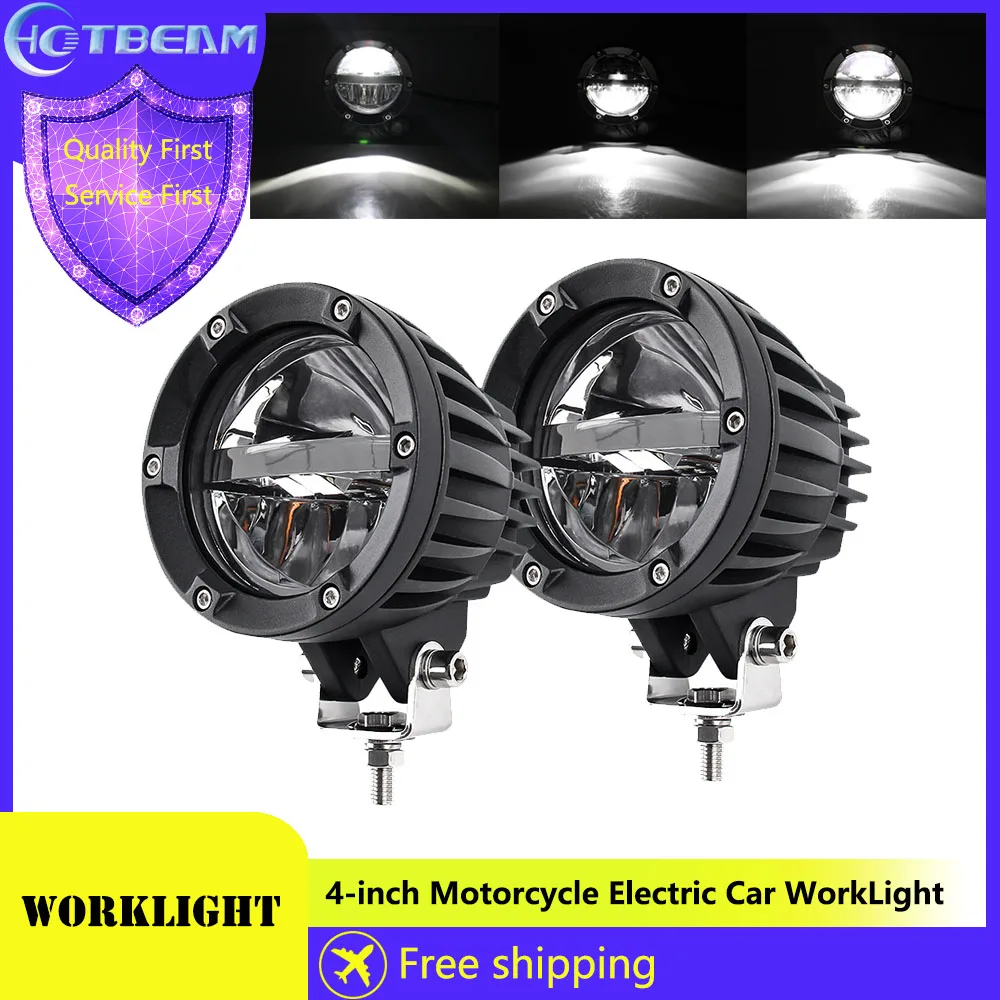 

4-inch Motorcycle Electric Vehicle Headlights 50W White Yellow Dual Color Light LED Work Lights 12V 24V Modified Front WorkLight