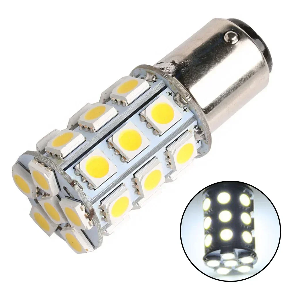 1Pcs White 27-SMD BA15D Cabin Marine Boat LED Inner Lights Bulbs 1004 1076 1142 3 Chips 5050 Tail Brake Stop Light