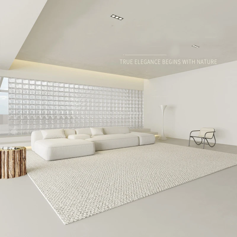 

High-end Wool Carpet Plain Color Quiet Wind Whole White Bedroom Light Luxury Area Carpet