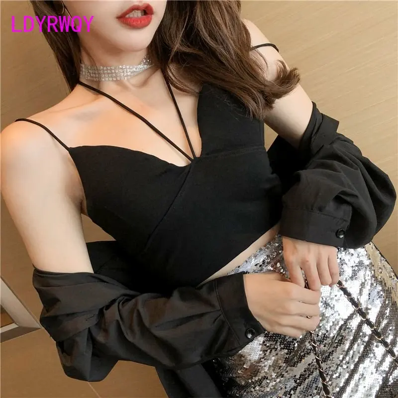 

Hanging Neck Strap Vest Strap Women's Bra Inner Layer New Summer Dew Back Top Tanks Camis