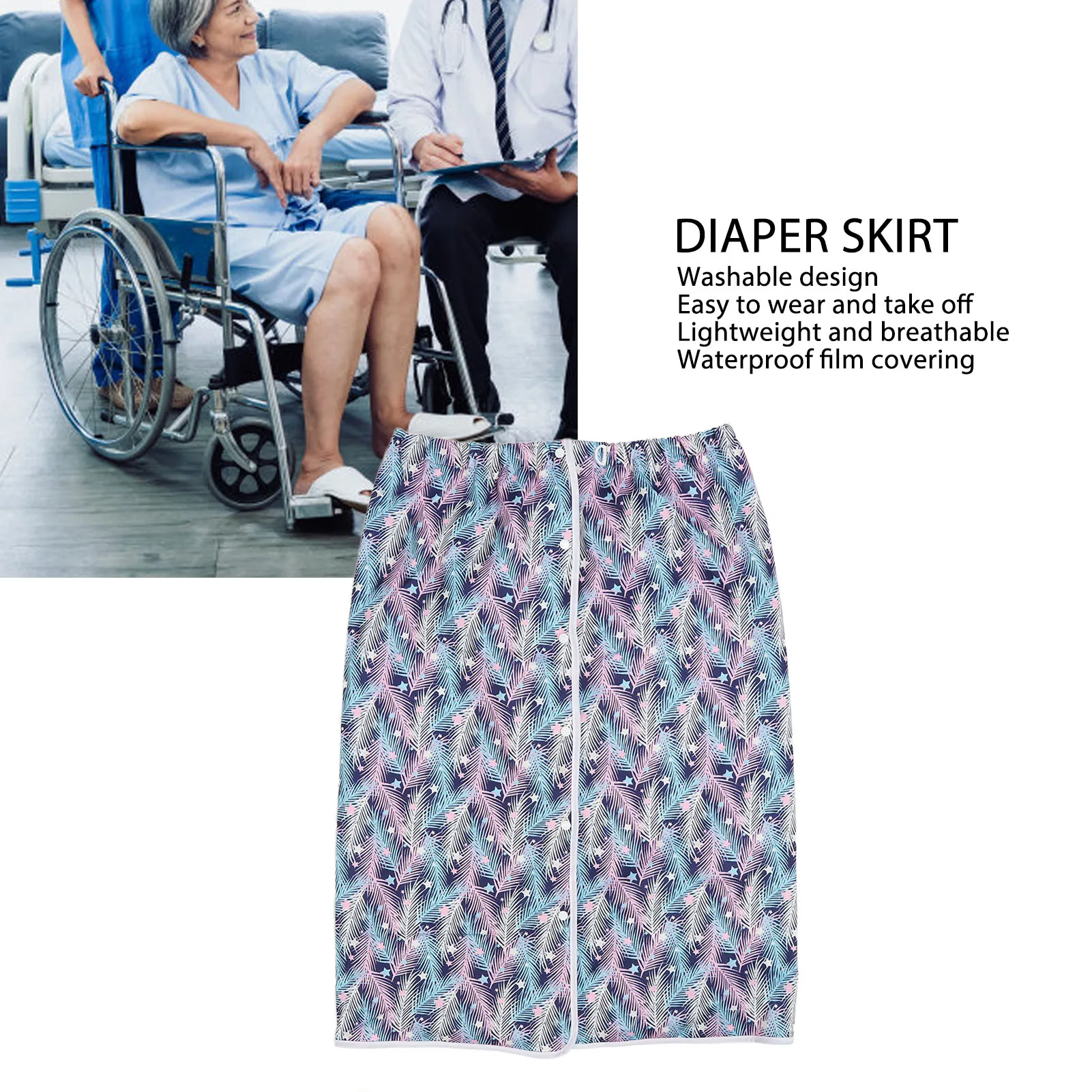 Washable Waterproof Adult Diaper Skirt, XXL–XXXL