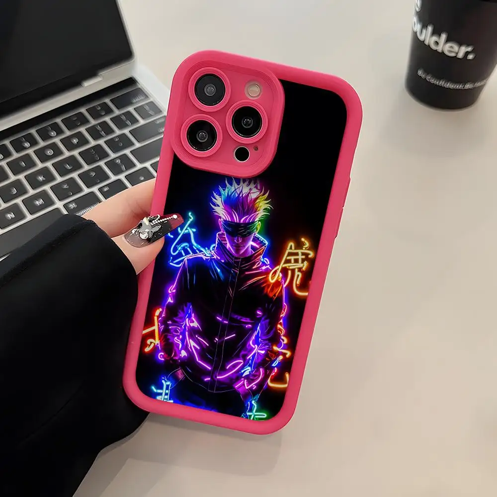 

Jujutsu Kaisen Neon Thicken TPU Mobile Phone Case for iPhone 17 16 15 14 13 12 11 Air Pro Max Plus Colorful Cover