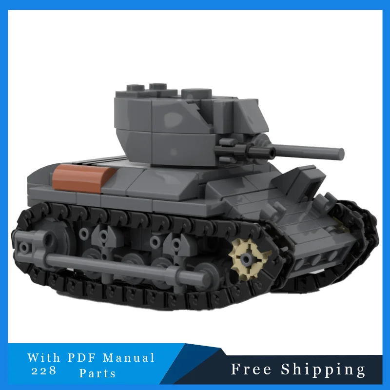 

228 PCS Building Blocks Retro Light Black Tank Technology Bricks Model Toys Set For Kids Educational DIY Assembly Festival Gifts