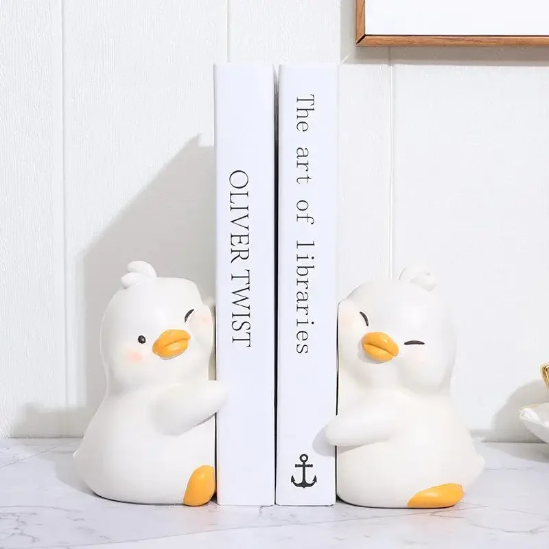 Lovely Cartoon Duck Hugging Animal Book Ends Book Stand Holder Decorative Bookends For Desk Office Home Shelf Ornaments
