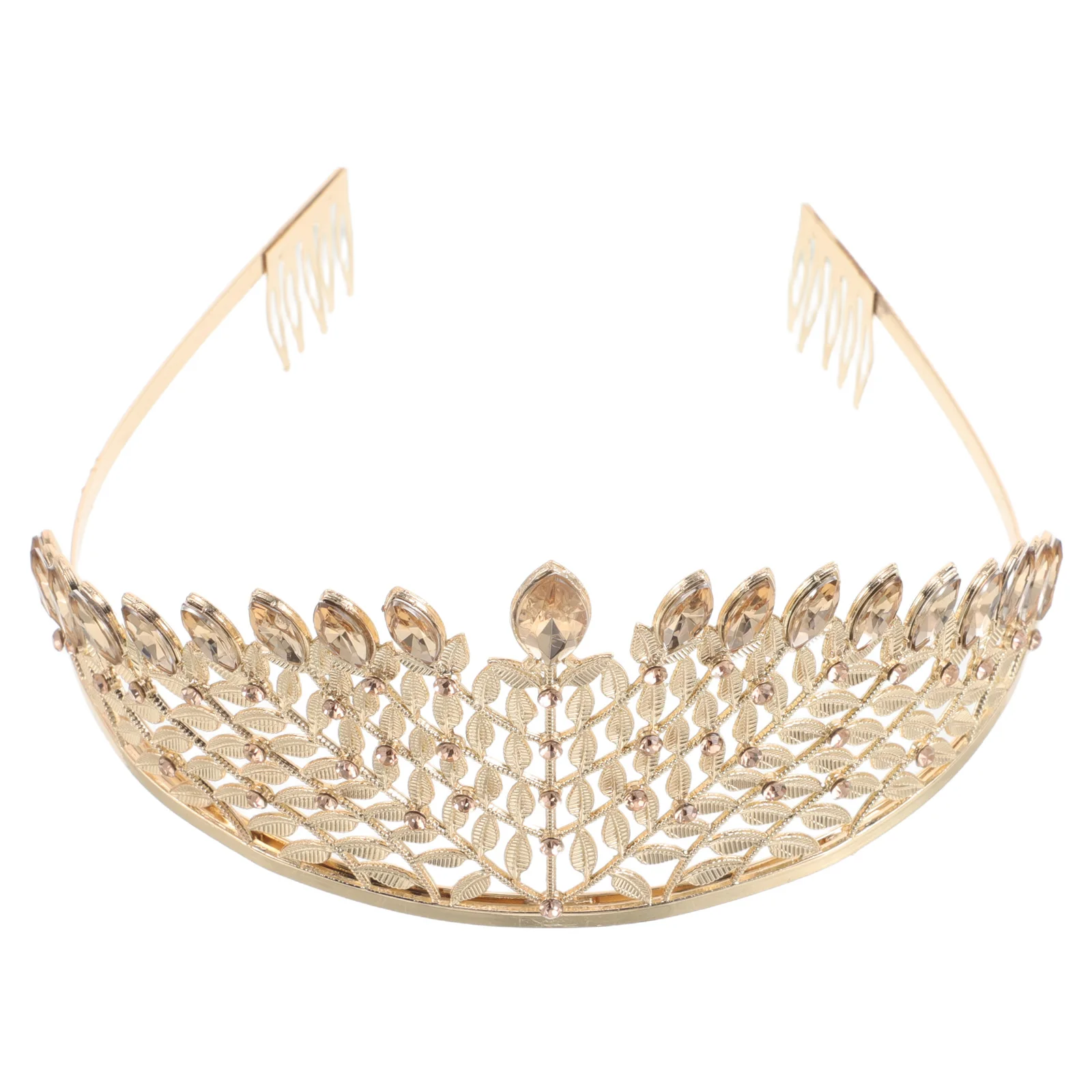 

Bridal Crown Headpiece Rhinestone Wedding Hair Wedding Tiaras For Bride Accessories Women Headdress Elegant Gold Finish
