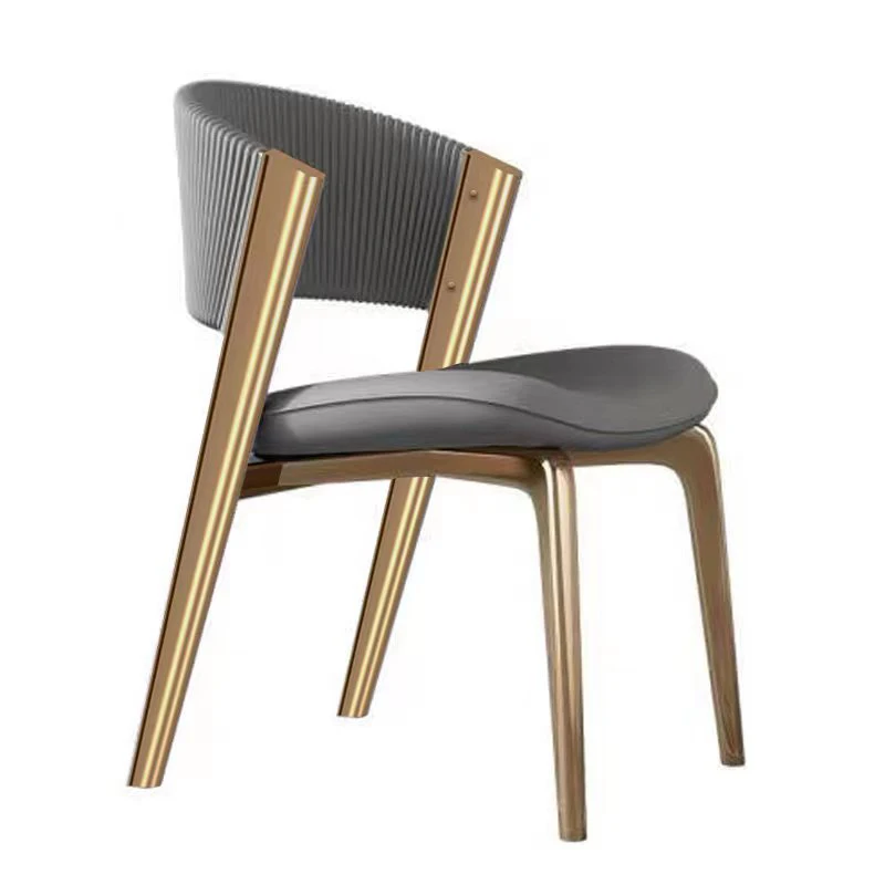 Luxury modern dining chairs with golden legs and leather designers, Italian ergonomic chairs, VIP nail restaurants, comedy