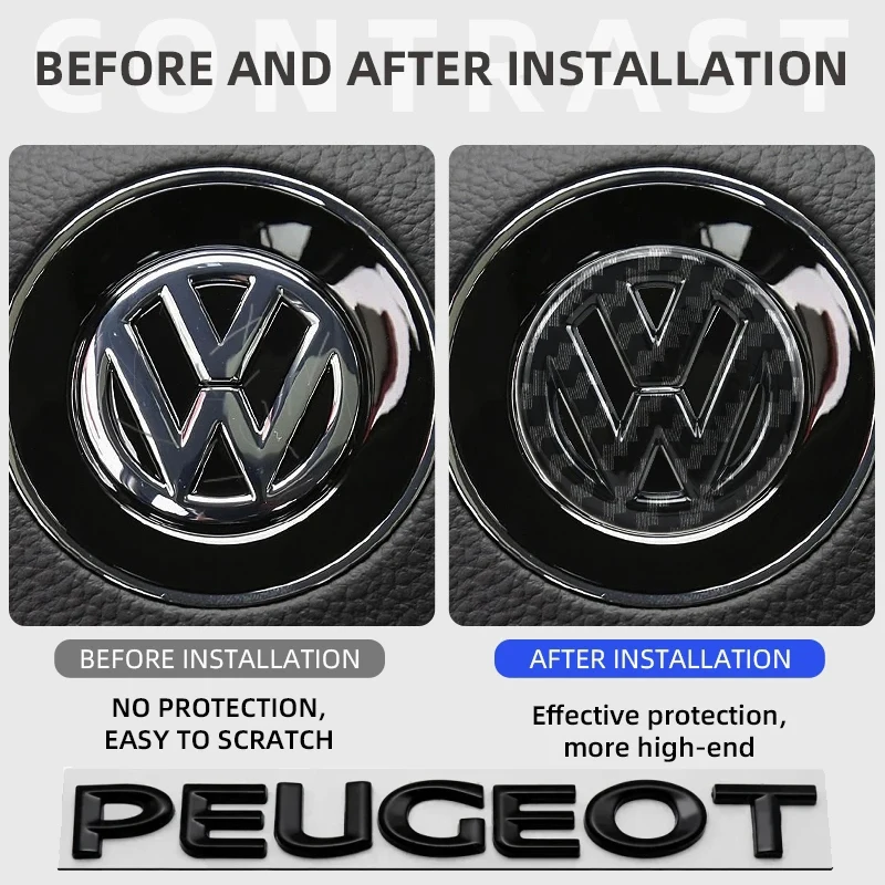 Auto Kohlefaser-Muster Logo Lenkrad-Dekorationsaufkleber für VW GTI Polo Golf MK6 MK7 Passat Tiguan CC T-ROC/Autoschlüsselanhänger – Detail 2