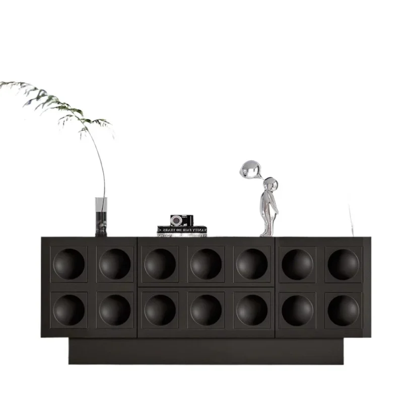 خزانة جانبية لتناول الطعام باللون الأسود بتصميم كلاسيكي فرنسي إيطالي حديث وخفيف فاخر وحدة خزانة باب راقية وتصميم خزانة جانبية مخصصة