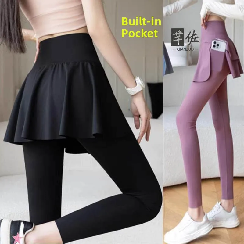 plus Size Yoga Pants Quick Dry High Waist Fitness Running Sports Skirt Women's Summer Comfortable Breathable Nylon Lycra