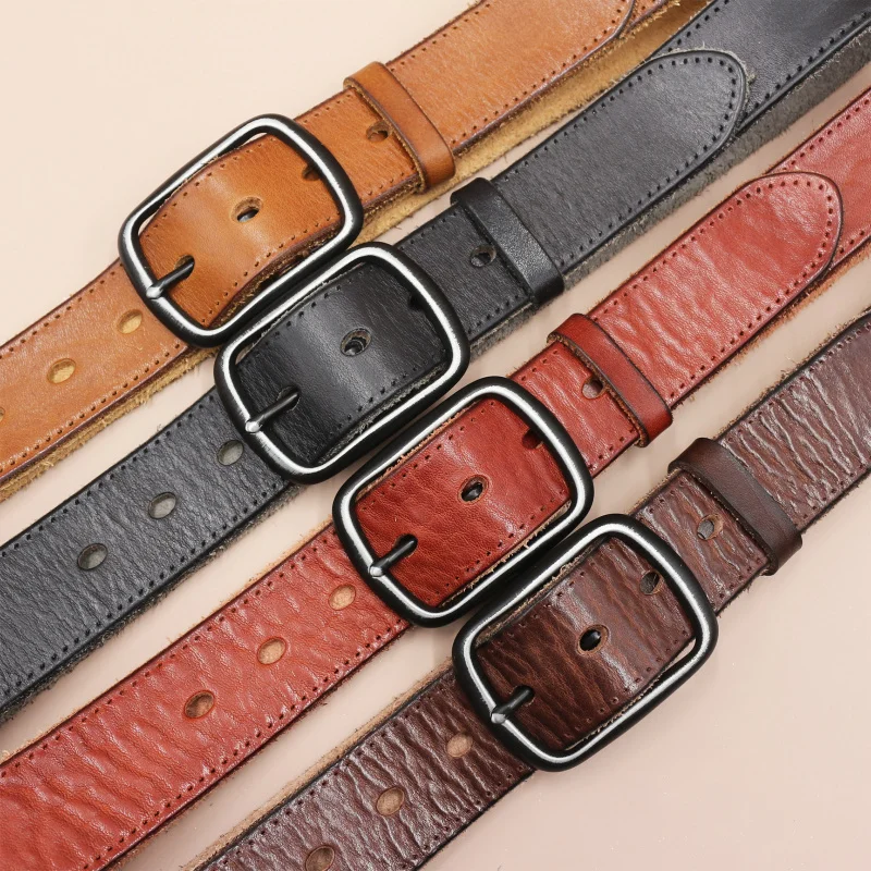Western Retro Car line Leather Distress Pin Buckle Men Belt Fashion Jeans Causal Pants Belt for mens