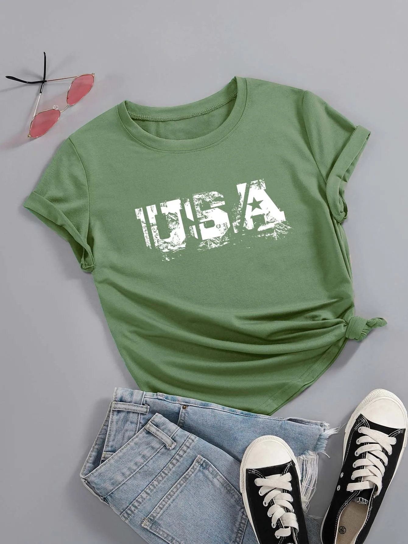 

Хлопковая уличная мода США, Ретро стиль, Повседневный пуловер унисекс с круглым вырезом, футболка с коротким рукавом