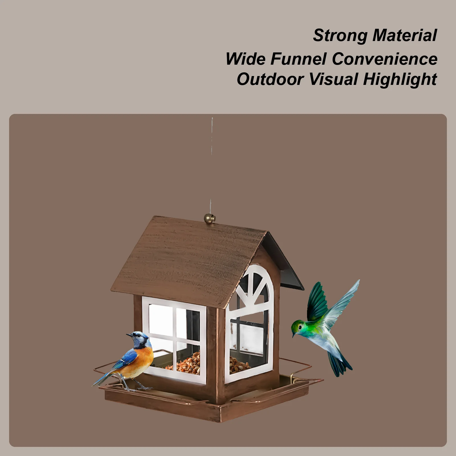 

Сверхмощная металлическая подвесная кормушка для диких птиц, устойчивая к белках, уличная кормушка для птиц с большой крышей, большой лоток для сада, заднего двора