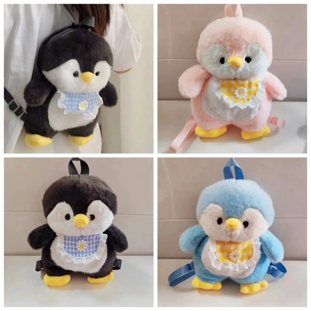 Soft Plush Toy Apron Penguin Backpack Doll Plush Children School Bag JK Lolita Large Capacity Animal Shoulder Bag Girls