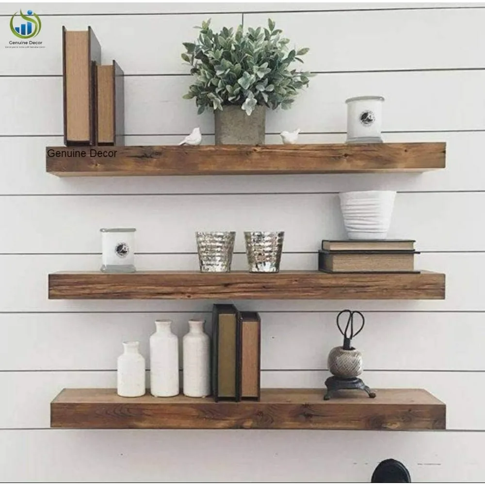 

18 Inch Floating Shelves for Wall Set of 3, Rustic Wall Mounted Ledge Shelf for Bathroom, Bedroom, Living Room