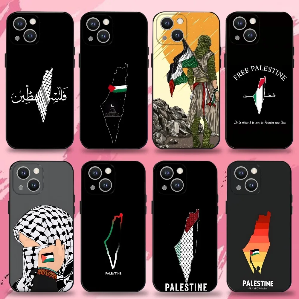 

P-Palestine-es-F-Flag MAP Phone Case For iPhone 16,15,14,13,12,11 Plus,Pro Max,XS,X,XR,SE,Mini,8,7,Soft Silicone Black Cover