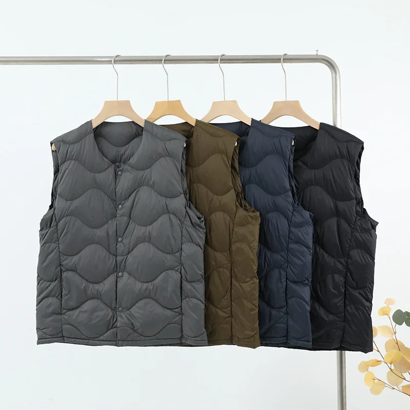 Lightweight White Duck Down Vest Men Autumn Winter New Fashion Warm Inner Wear Slim Fit   casaco militar masculino VT-334