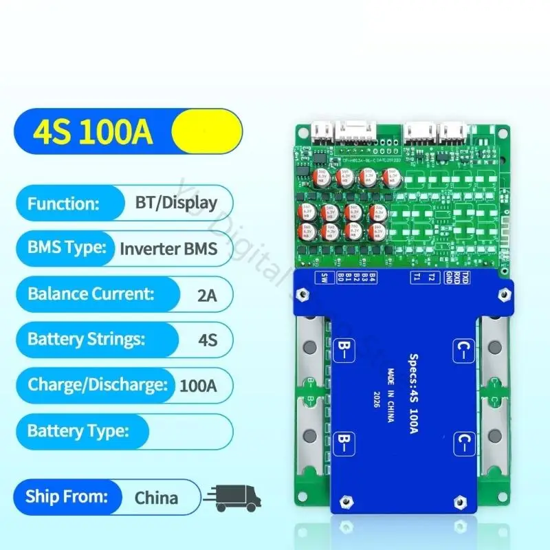 96BA Kleinformatiges LiFePO4-Batteriemanagementboard 142 x 82 mm für 4S 12V-Pack-Builds, 100A-Zellenmanagement mit aktiver – Detail 10