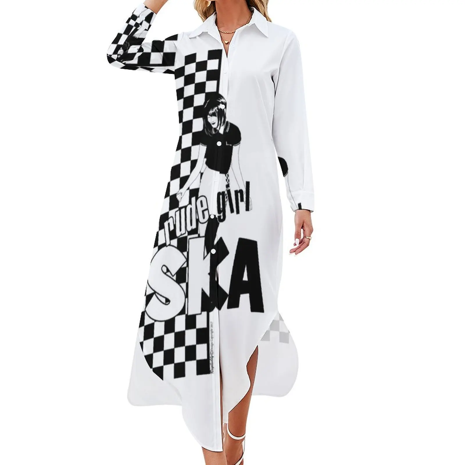 

Rude Girl SKA Long Sleeved Shirt Dress Cocktail of dresses Elegant gown Women's dresses cute dress