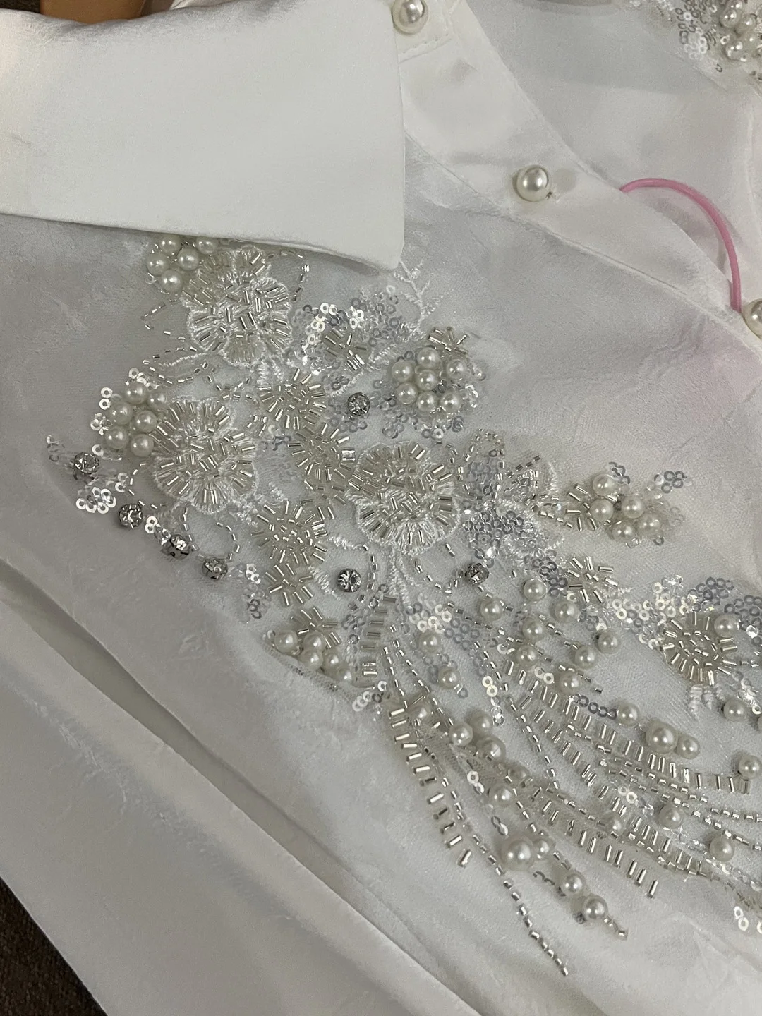 

Heavy Embellied Long Sve Women's irt Luxury Faionable Ele Winter New Arrival French Sle Lace Decorated irt