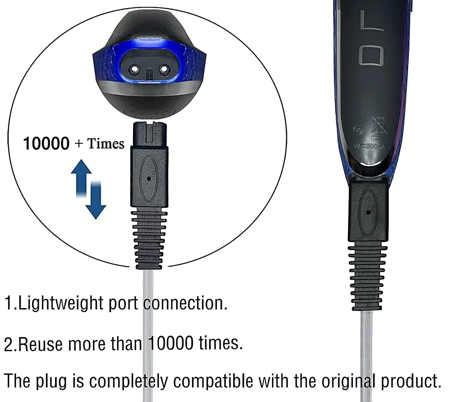 Razor Replacement Charger Cord for MicroTouch Solo Charger,Men's 5V Micro Touch Shaver Solo Trimmer Charger Power Cord