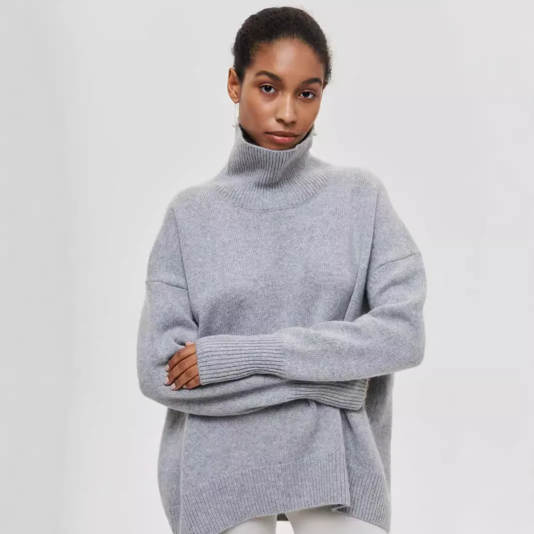 Amazon Bestseller Women's New Arrival Oversized Turtleneck Sweater European Style Warm Winter Knitwear for Russia