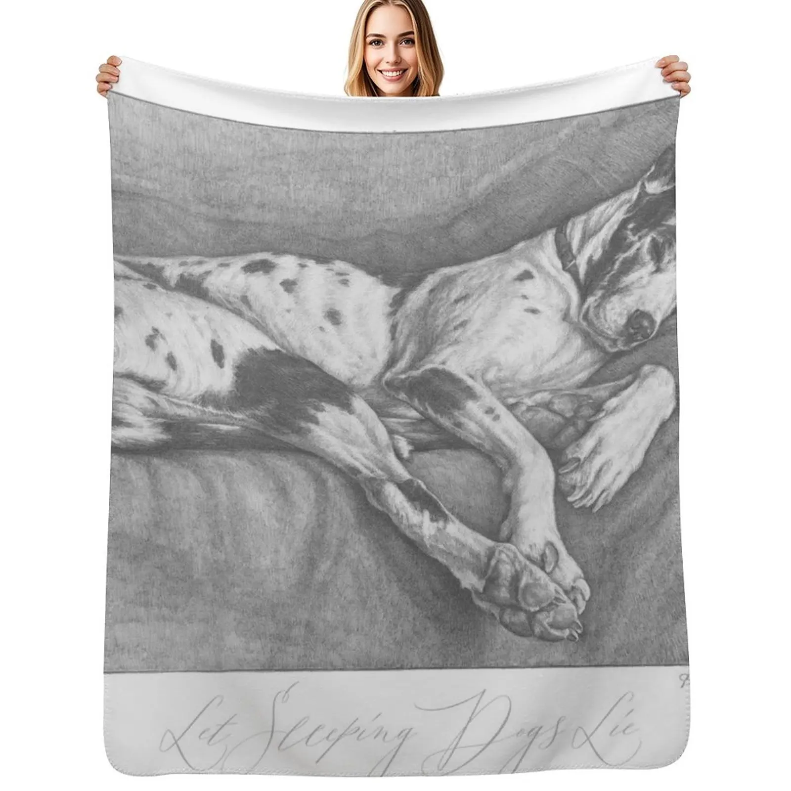 Great Dane pencil drawing circa 1930 Throw Blanket Summer Cool Breathable Blanket for Sleeping