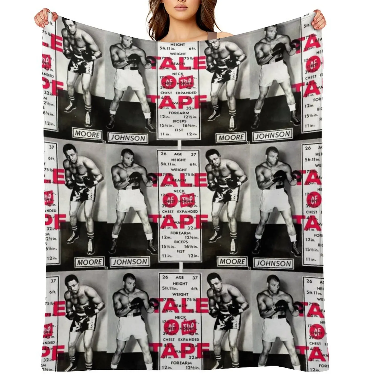 

Boxing & Boxers: Tale of the Tape Johnson vs Moore Throw Blanket Cute Tourist Flannel decorative Blankets