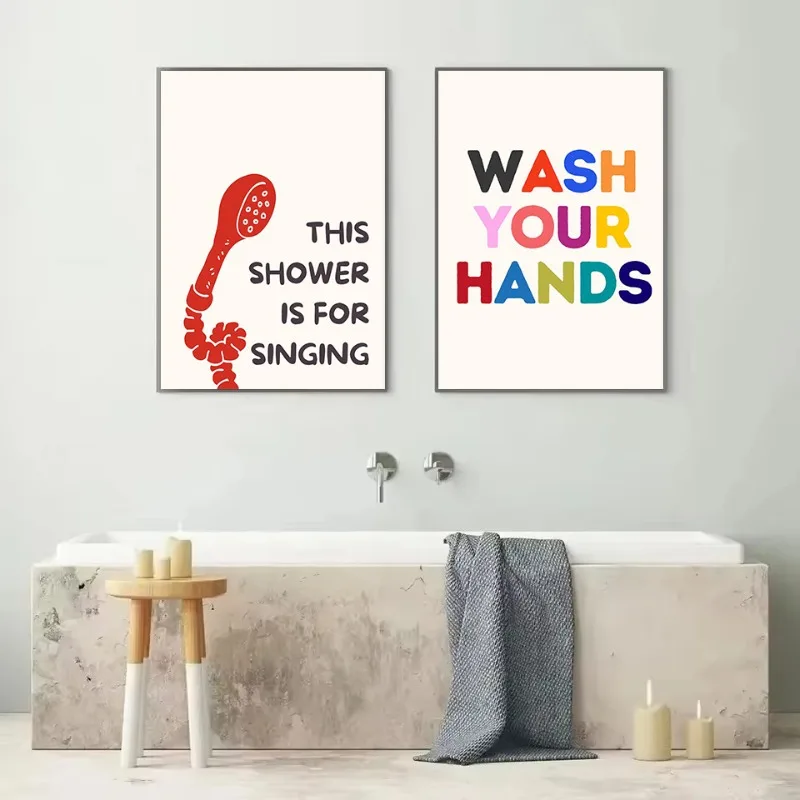 مضحك الحمام المطاط بطة غسل يديك ملتوي يقتبس المشارك حائط لوح رسم الفن صور ديكور المنزل المرحاض #4