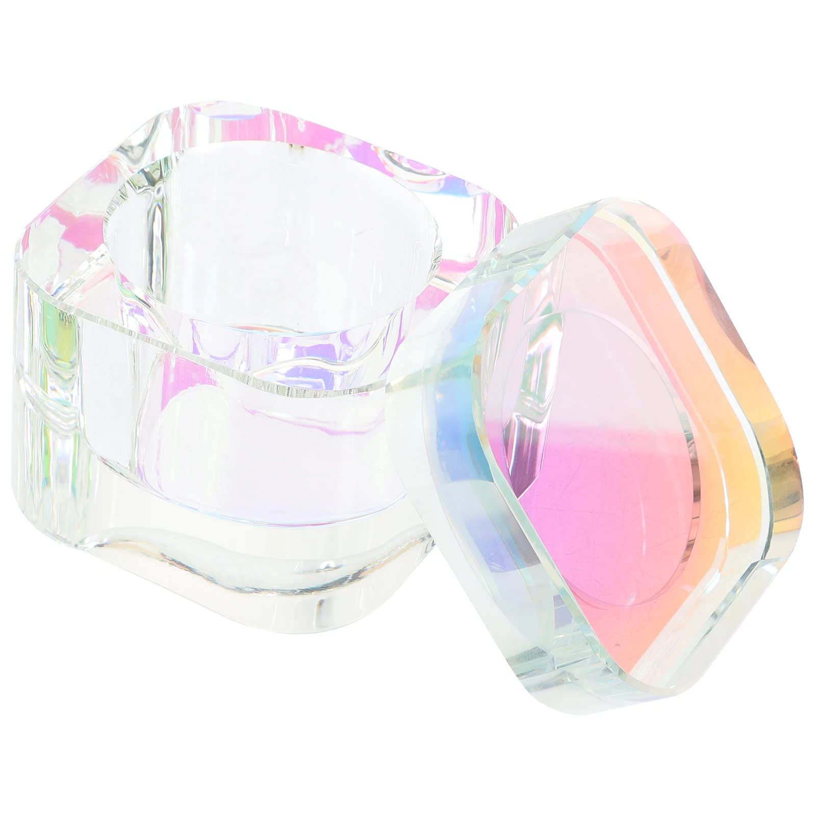 

Anti-collision Crystal Cup Square Design Lightweight Portable Nail Dish Bowl with Lid for Acrylic Nails Mixing Powder Suitable