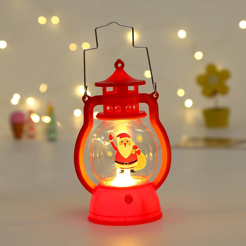 Christmas Lantern, Retro Christmas Mini Lantern Hanging LED Small Oil Light Electric Lantern Oil Lamp for Stage Decoration