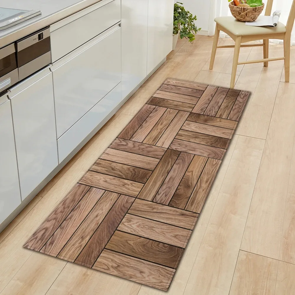 

Colorful Wood Grain Floor Pattern Home Kitchen Floor Mat Door Front Decoration Floor Mat