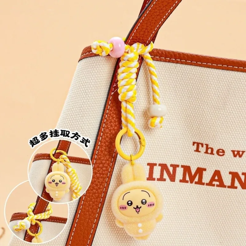 

MINISO Flocking Pendant Cute Kawaii Chiikawa Usagi Momonga Lovable Key Rings/chains Doll Schoolbag Key Chain Doll Machine Toy