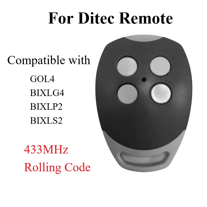 

DITEC Entrematic ZEN 2 ZEN4 ZEN2W ZEN4W Gol4 BIXLG4 BIXLP2 BIXLS2 Garage Door Remote Control 433MHz Rolling Code