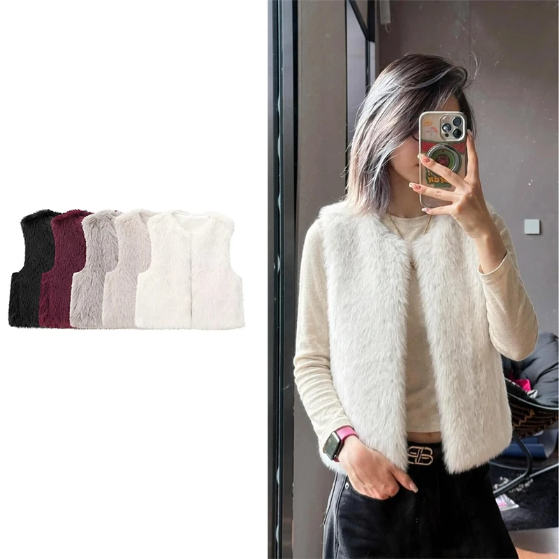 Guobioziy 2026 Winter Womens Cropped Sleeveless Gilet Edgy  Party Style Viral Trendy Going Out Attire Loose Fit Club Street