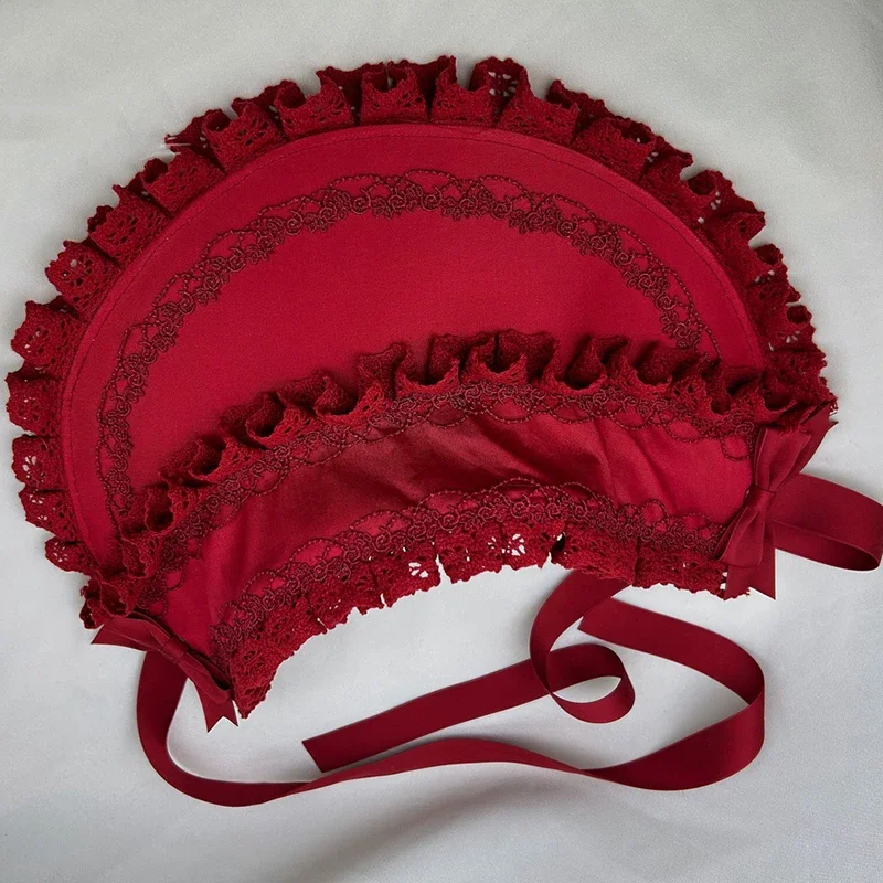 Gotycka Czapka typu Bonnet Lolita Dziewczęca Czapka Pokojówki Cosplay Nakrycie Głowy Vintage Wiktoriańskie Wielowarstwowe Koronkowe Kapelusze