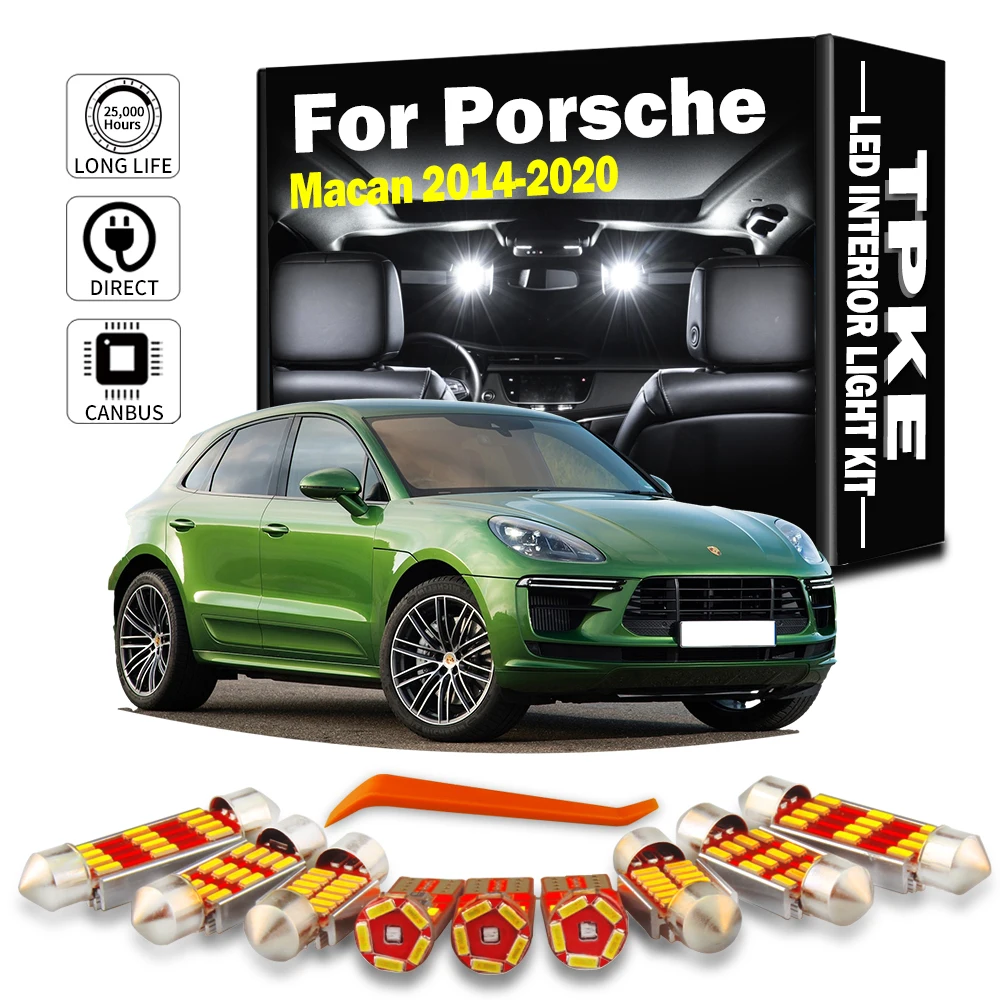 14 szt. żarówek samochodowych LED do wnętrza kopuły zestaw oświetlenia drzwi bagażnika do Porsche Macan 95B 2014 2015 2016 2017 2018 2019 2020 lampka sygnalizacyjna