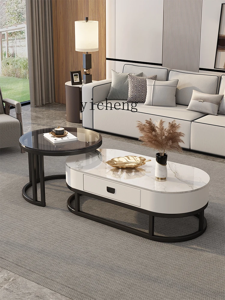 YY Coffee Table Living Room Home New Multi-Functional High Sense Stone Plate Apartment Coffee Table