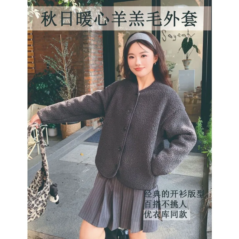 Ronde hals imitatie kasjmier jas voor dames herfst winter nieuwe polar fleece casual vest losse top met lange mouwen