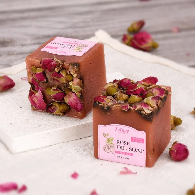 Rose Handmade Essential Oil Facial Soap Cleansing Bath Makeup Remover Exfoliation Moisturizing Deep Cleansing Firming Skincare