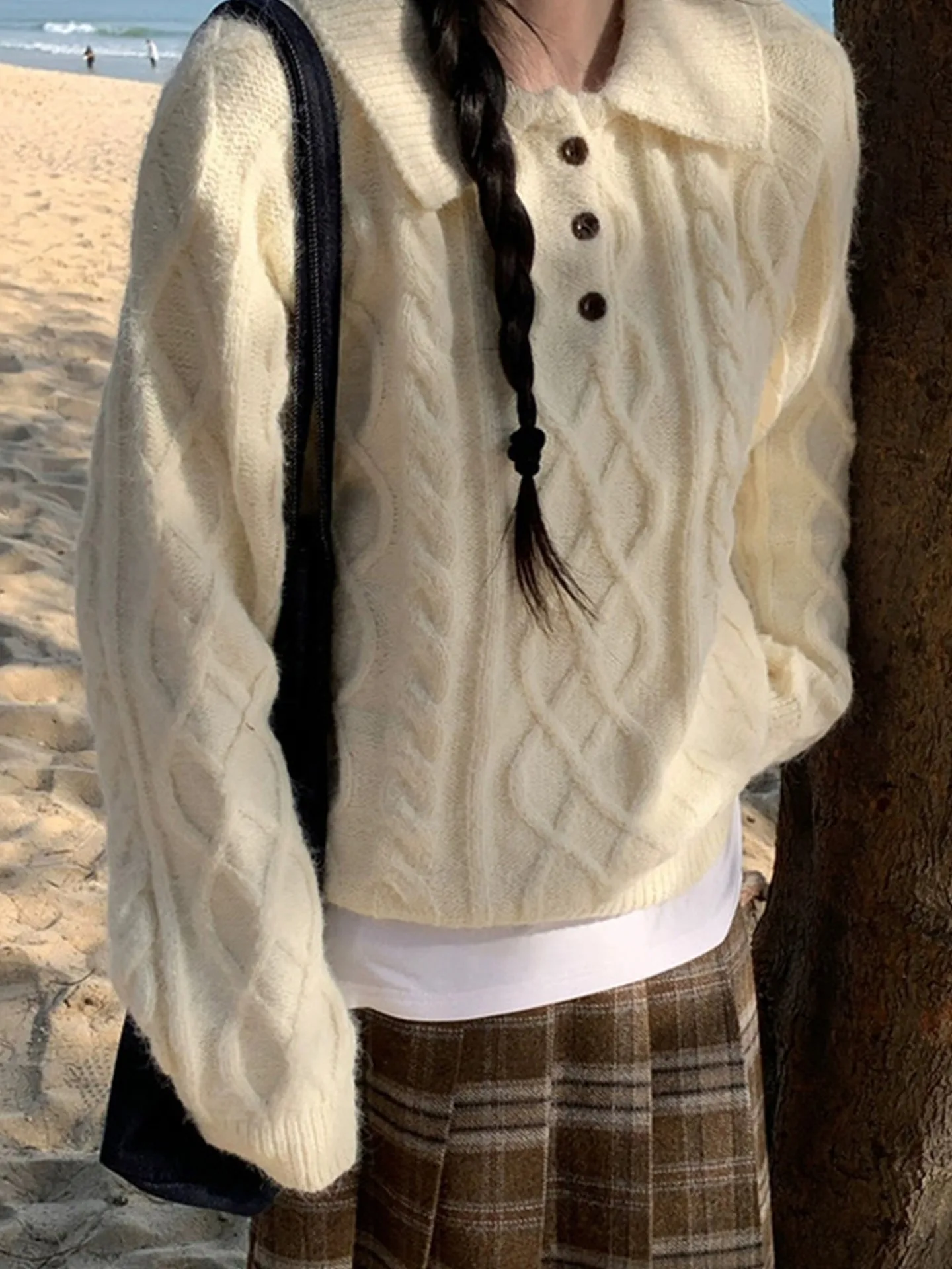 

Autumn Winter Beautiful Knitted Ne Sweater Women's New Sle Lovely Small Top Thiened Long Sve Sweet Sle Ciwa...