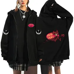 Hazbin Hotel Zip Hoodies Sweatshirts Oversized Coat Tops Womens Mens Zipper Cardigan Streetwear Anime Sudaderas Hooded Jackets