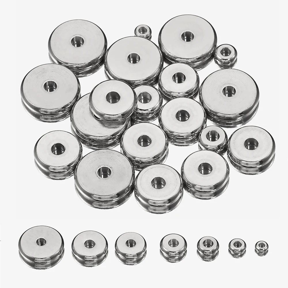 100 Stück Edelstahlperlen, flache runde Perlen in Goldfarbe, lose Abstandsperlen für DIY-Armbänder, Halsketten, Schmuckherstellung, Großhandel – Detail 4