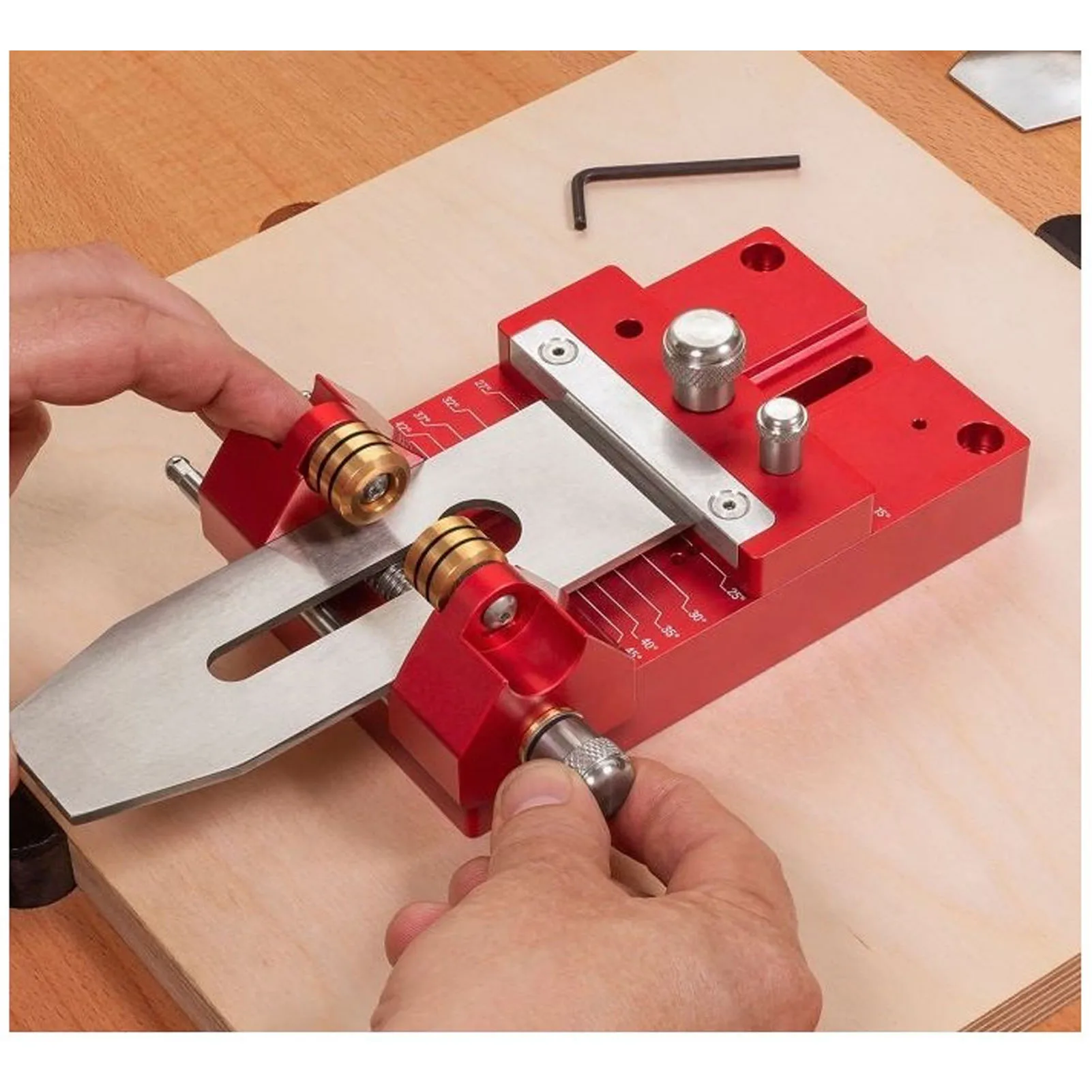 Chisel Sharpening Kit Aluminum Alloy Honing Guide 15 to 45 Degree Angle Fixture and Gauge