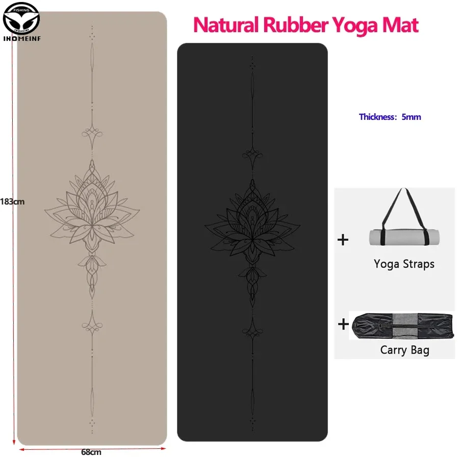 5mm Thick Natural Rubber PU Yoga Mat 183cm Non-slip High-density Sports Fitness Yoga Mat Home Sports Pilates Gymnastics Exercise