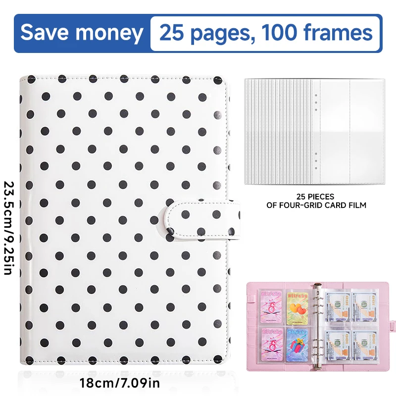 New A5 Kpop Photocard Binder, PU Leather 6-Ring Album with Magnetic Closure, Includes 25 Pack 4-Pocket Pages for 200 Cards