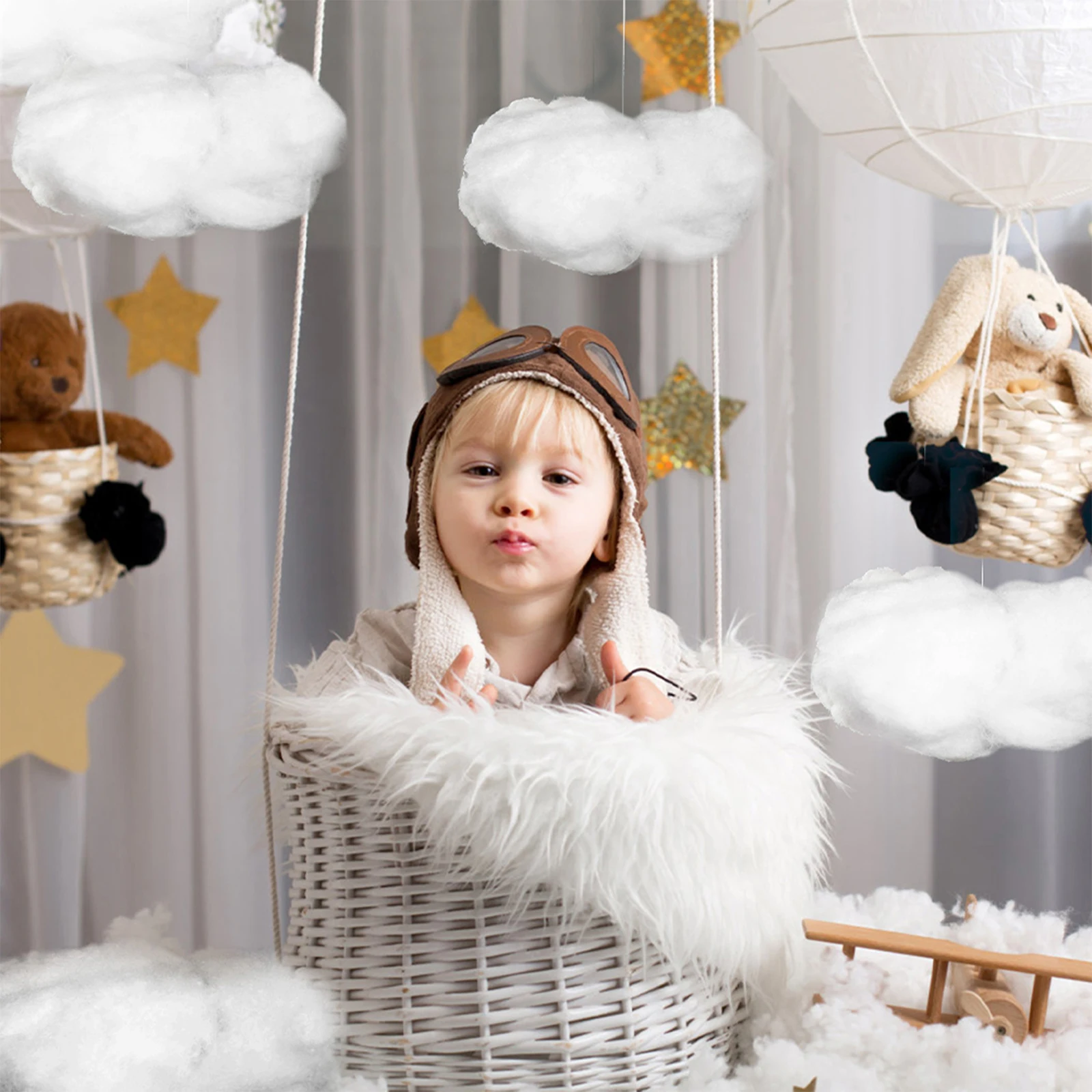 

4pcs Simulated Decor Artificial Cloud Props For Ceiling Hanging Room Decor Wedding Cloud Pendant Baby Shower Party Decorations