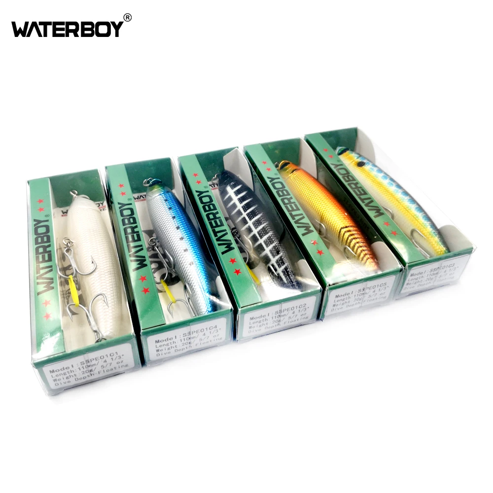 WATERBOY Floating 11cm/ 20g Topwater Fishing Pencil Lure High Quality Hard Surface Artificial Electroplated Stickbait Fish Bait