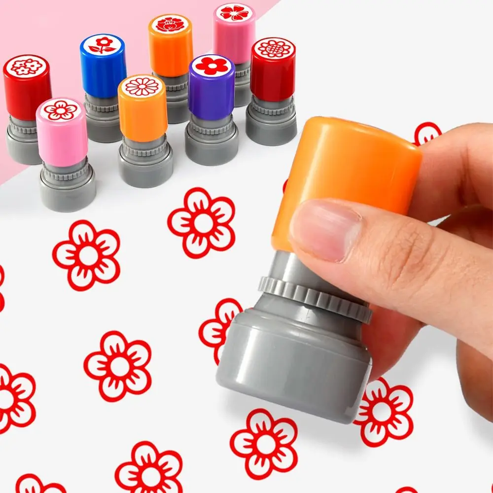 Students Rewards Rewards Flower Stamp DIY Drawing Toy Self Inking Star Grading Stamp Encouraging Positive Review